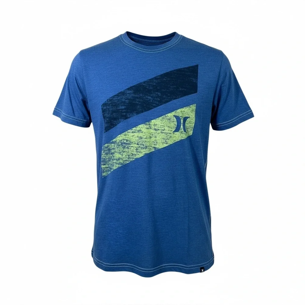 Hurley Boy Youth Blue and Green Graphic Tee Size Large